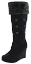 VOLATILE Sasha Womens Suede Wedge Heels Boots Shoes Navy Fur Zip-Up Knee-High Dress Casual