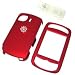 PCMICROSTORE Brand HTC Mogul XV6800 PPC6800 P4000 Red Rubberize Texture Snap-On Case Cover with Removable Swivel Belt Clip