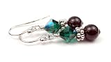 May Emerald Sterling Silver Swarovski Crystal Beaded Birthstone Pearl Drop Earrings