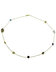 5 Cttw Multi-Gemstone 14 Karat Yellow Gold Cable Necklace (17 inch)