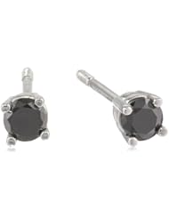 14k White Gold Round Black Diamond Stud Earrings (1/4 cttw)