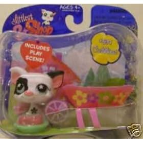 Littlest Pet Shop Exclusive Single Pack Black and White Pig [Apples and Wheelbarrow] by Littlest Pet Shop