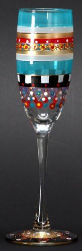Set of 2 Mosaic Carnival Confetti Hand Painted Champagne Flute Glass - 5.75 Oz.