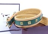 COACH Pyramid Stud Leather Collar with Engraveable Charm 60193 Limited Edition - Sage Green, X-Small (8.5"-10.5")
