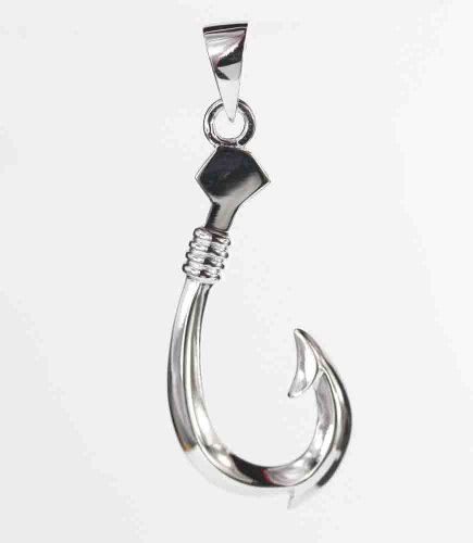 Silver Hawaiian Jewelry Fish hook pendant