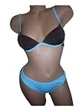Littlewomen Padded Push Up Bikini Chocolate Brown & Turquoise Trim-Brown With Turquoise-32A 10