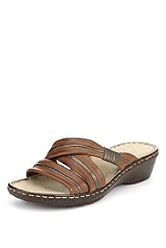 Footglove™ Original Leather Wide Fit Crossover Strap Mule Sandals