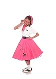 Hip Hop 50s Shop 7 Piece Child Poodle Skirt Outfit, Size 8 Hot Pink