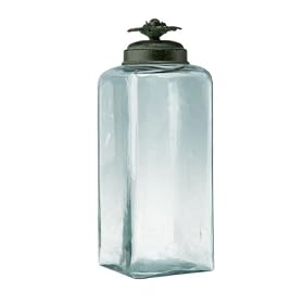 Pack of 4 Tall Clear Glass Bottles with Blooming Flower Tops by CC Home Furnishings