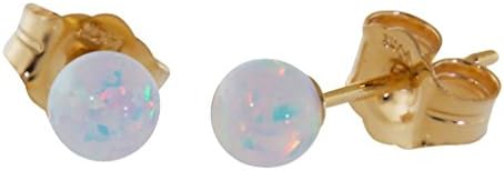 Trustmark 14K Yellow Gold 4mm Created Opal Ball Stud Earrings