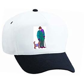White Cap with man, body, walking, individuals, individual, humans, person, dog, human, persons, people, pet, winter