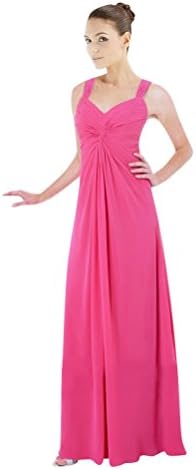 Mollybridal Women's A Line Sweetheart Backless Chiffon Prom Dress Pink US16