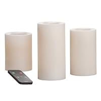 Candle Impressions CAT25667CR3R 4-Inch, 5-Inch, and 6-Inch Remote Control Flameless Candles with Vanilla Fragrance, Cream, 3-Pack