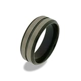 Eve's Addiction Mens Triple Black Stripe Titanium Ring