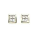 14K Yellow Gold 1/4 ct. Bezel Set Diamond Fashion Earrings