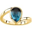 14K Yellow Gold Cabochon London Blue Topaz Ring