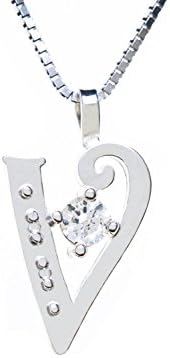 Sterling Silver Pendant Alphabet V April