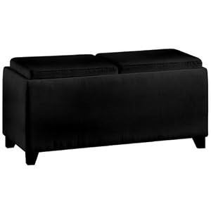 Soho Double Ottoman With Reversible Tray, DOUBLE 42W, BLACK