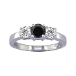 1/4 Ct. Three-Stone Black & White Diamond Engagement Ring Bridal Style Round Cut in 14K White Gold