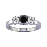 1/4 Ct. Three-Stone Black & White Diamond Engagement Ring Bridal Style Round Cut in 14K White Gold
