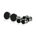 Mens Onyx and Silver Cufflinks and Studs Formal Set