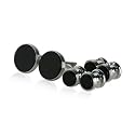 Mens Onyx and Silver Cufflinks and Studs Formal Set