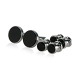 Mens Onyx and Silver Cufflinks and Studs Formal Set