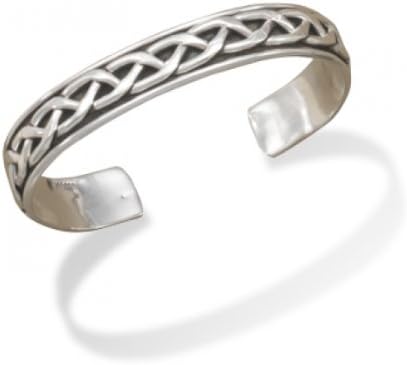 MMA Silver - Oxidized Braided Mens Cuff Bracelet