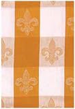 100% Cotton Fleur-de-Lis Jacquard Check Dishtowel, Gold 18" X 28" Set / 6