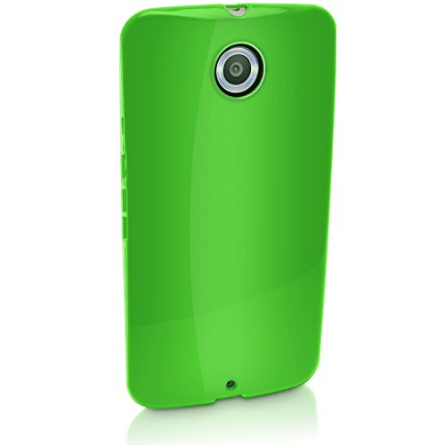 iGadgitz Solid Green Glossy TPU Gel Skin Case Cover for Motorola Google Nexus 6 XT1100 XT1103 + Screen Protector