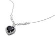 Sterling Silver Necklace - Heart Pendant with Clear and Black CZ and 16in-18in Chain- 29mm Pendant Height