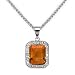 18k White Gold Emerald-Cut Citrine and Diamond Pendant Necklace