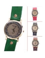 Multicolor Big Round Dial Carving Numerals Scale Vintage Men Women Watches - BY ninetong