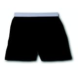 Black 100% cotton jersey elastic waist boxer shorts Available in 5 adult sizes S-XXL false fly