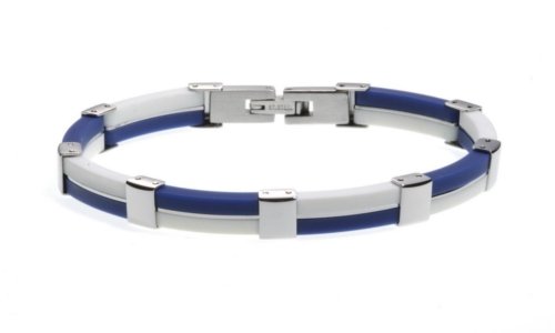 Fashion Steel Unisex-Armband Kautschuk dunkelblau-wei&szlig; 21 cm 08311H1819 Preisvergleich