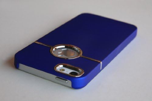iPhone 5 Deluxe Luxury W/chrome Rubberized Snap-on Hard Back Cover Case (Blue) + Free Screen Protector