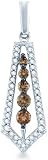 14k White Gold Brown Chocolate and White Diamond Round Cut Tie Shape Diamond Dangle Pendant (1/2 cttw)