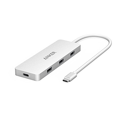 Anker Premium USB-C Hub with Power Delivery, with 3 USB 3.0 Ports, 1 USB-C Recharging Port and Aluminum Exterior for the new MacBook 2016 and ChromeBook Pixel