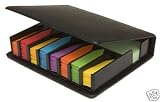 Sticky Memo Index Tab Flags Set Leather Look Case Like Post-It Notes