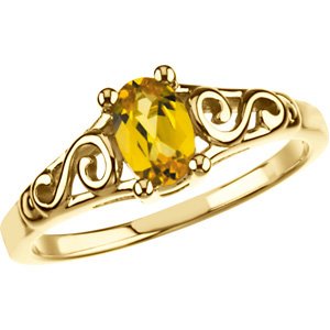 November 14K Yellow Gold Teen Imitation Birthstone Ring