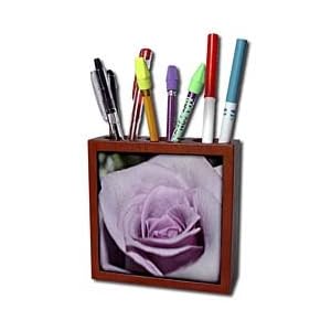 WhiteOak Photography Rose Prints - Close up of a Purple Rose - Tile Pen Holders-5 inch tile pen holder