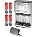 UltraLast 4 AA Hybrio 2000 mAh Rechargeable Batteries with 30 Minute Multi Voltage Charger