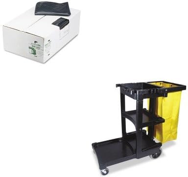 KITRCP617388BKWBIRNW6060 - Value Kit - EarthSense Recycled Can Liners (WBIRNW6060) and Rubbermaid Cleaning Cart with Zippered Yellow Vinyl Bag, Black (RCP617388BK)