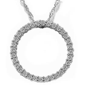 .50CT Circle Of Life Diamond Eternity Pendant 14k White Gold Round Necklace .50CT Circle Of Life Diamond Eternity Pendant 14k White Gold Round Necklace