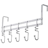 5 Hook Over Door Clothes Coat Hanger Hooks Swirl Chromeby N