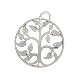 Round Open Design Family Tree of Life Pendant in Silver Plated Bronze, 3/4" Diameter #7440