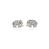 Eve's Addiction Sterling Silver and CZ Elephant Earrings