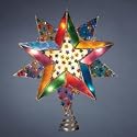 Kurt S. Adler 8" Multi 10-Point Capiz Star Christmas Tree Topper with Multi Star Gems, Nickel Finish