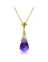 14k Solid Gold 18" Necklace with Amethyst Pendant