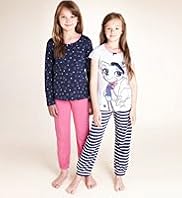 2 Pack Older Girls Pure Cotton Fox Star Pyjamas